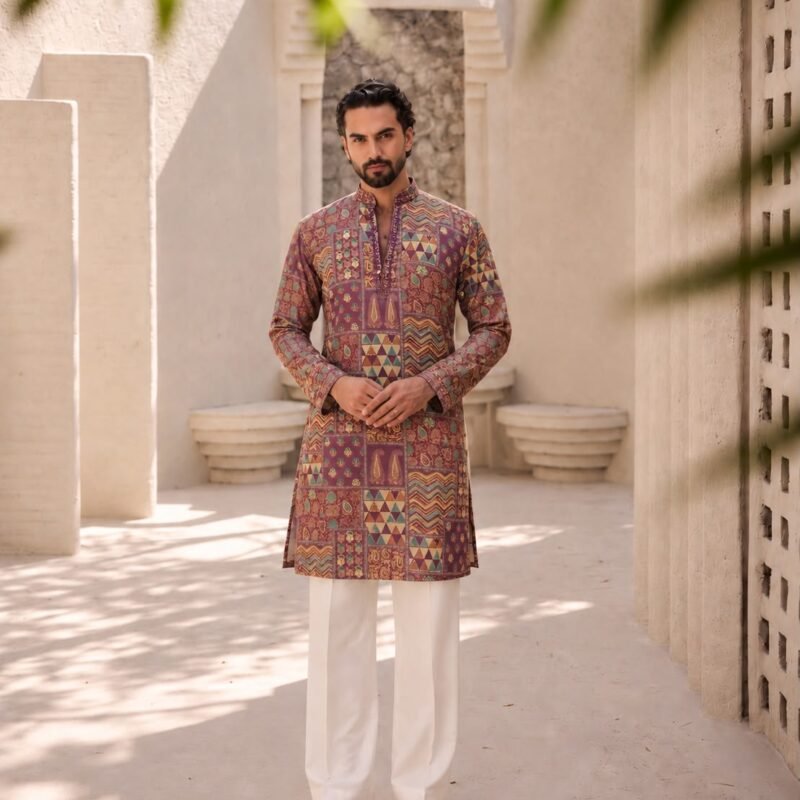 mens-maroon-multicolor-printed-ethnic-kurta-set